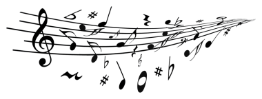 Bu üç boyutlu resimde müzik notaları ve personel piyano klavyesinin bir bölümünden yayınlanıyor.