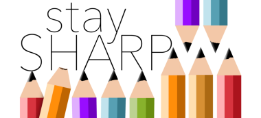 Pointed pencils are with the words stay sharp while a dull pencil is also present in a 3-d illustration about business acumen and preparation.