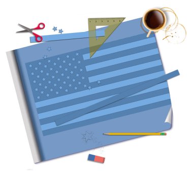 Burada yeni bir yıldızın üç boyutlu bir çizimi var. Yeni bir afiş dizayn ediliyor. Amerika 'yı daha iyi hale getirmek yeni bir Amerikan bayrağı tasarımı anlamına gelebilir.. 