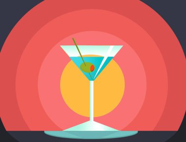 Mavili bir martini grafik bir cicrcle sunet 'in önünde görülür..