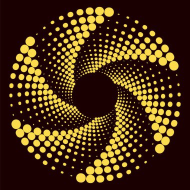Sarı Çember Noktalı Simge Siyah Arkaplanda İzole Edildi.