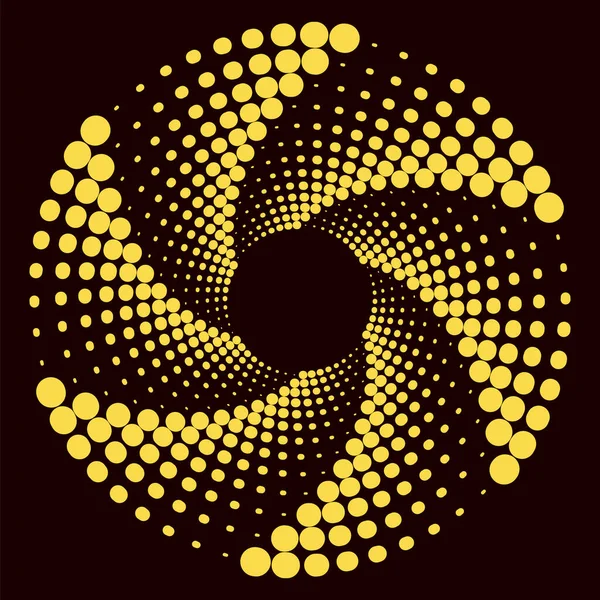 Желтая Круговая Пунктирная Икона Чёрном Фоне — стоковый вектор
