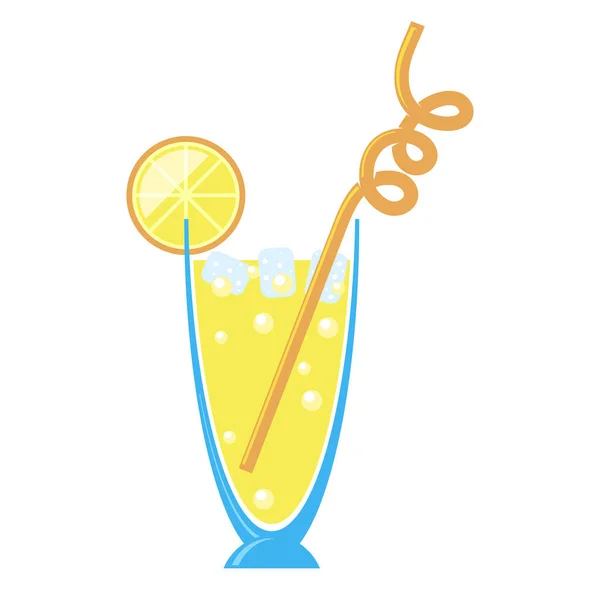Gul Cocktail Med Orange Skiva Illustration Klassisk Dryck Med Blått — Stock vektor
