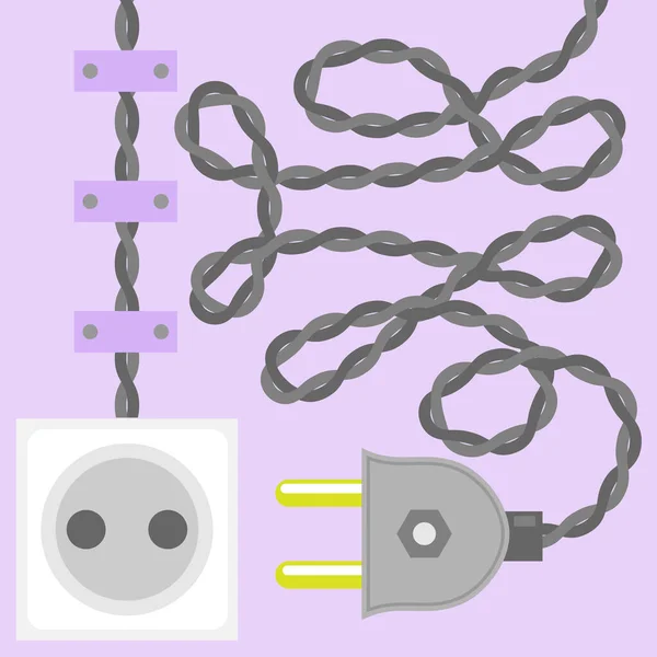 Plug Ikon Isolerad Lila Bakgrund Elektrisk Symbol — Stock vektor