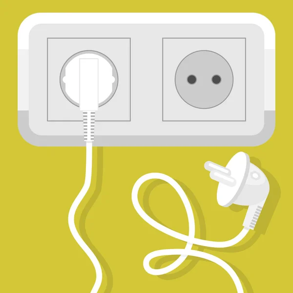 Plug Icon Isolated Yellow Background Electric Symbol — Stock Vector