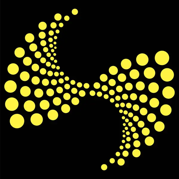 Icono Punteado Círculo Amarillo Aislado Sobre Fondo Negro — Vector de stock