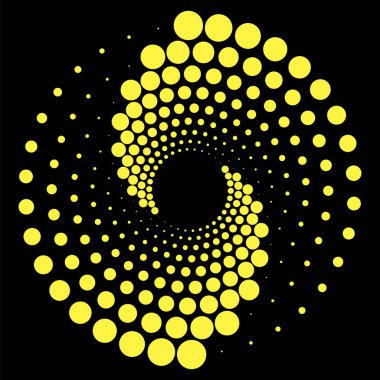 Sarı Çember Noktalı Simge Siyah Arkaplanda İzole Edildi.