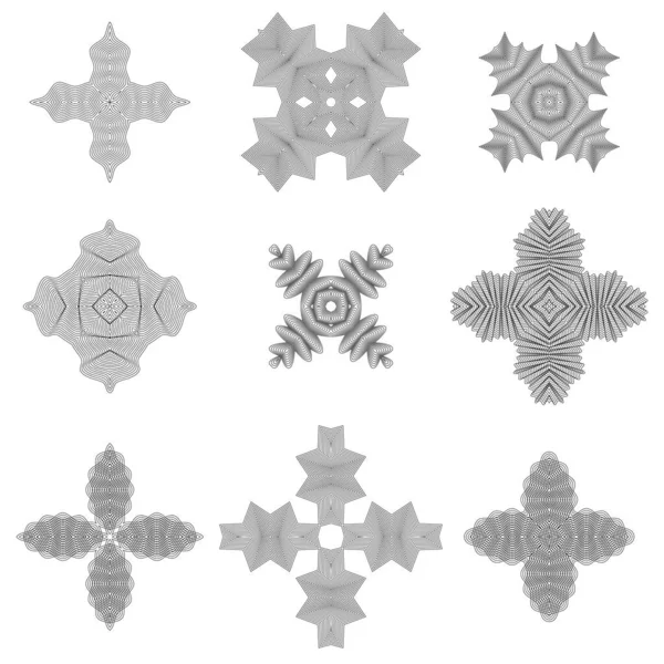 Set Ornamenti Geometrici Circolari Rosette Guilloche Isolate Decorazione Ornamentale Rotonda — Foto Stock