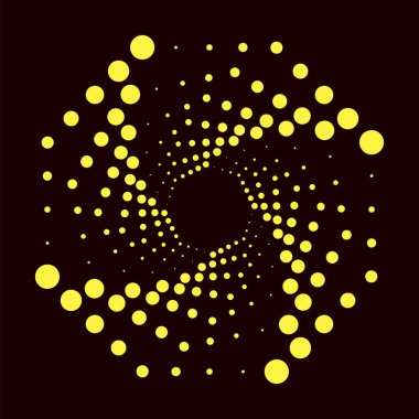 Sarı Çember Noktalı Simge Siyah Arkaplanda İzole Edildi.