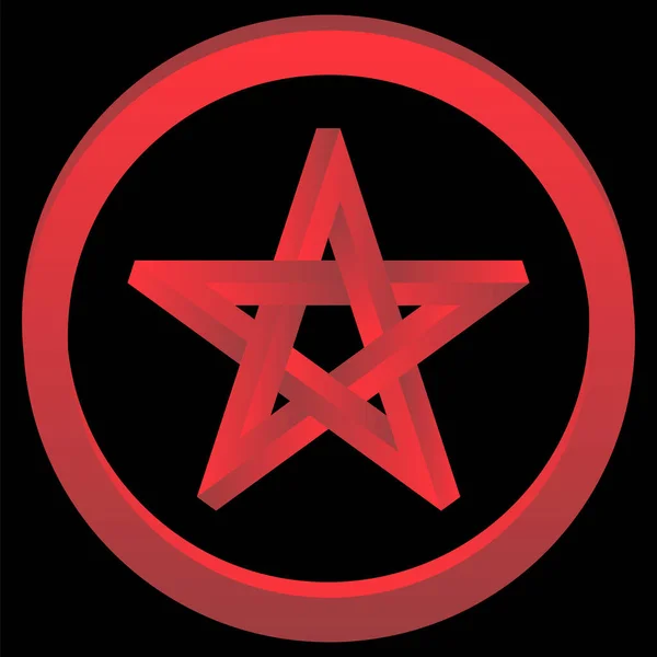 Signo Pentagrama Cinco Puntas Icono Estrella Roja Símbolo Mágico Ilustración — Vector de stock
