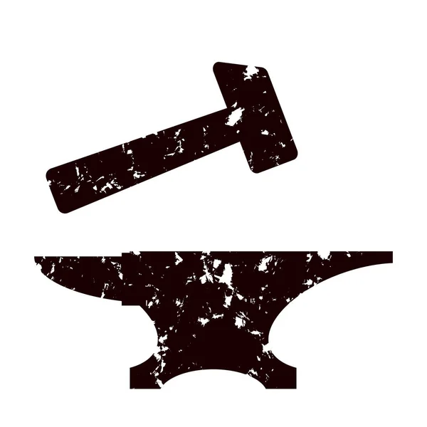 Anvil Och Hammare Ikoner Isolerad Vit Bakgrund Industriell Logotyp Design — Stock vektor