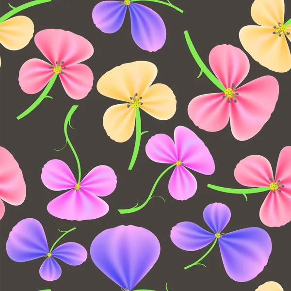 Bezszwowy Kolorowy Wzór Kwiatów Izolowany Szarym Tle — Zdjęcie stockowe