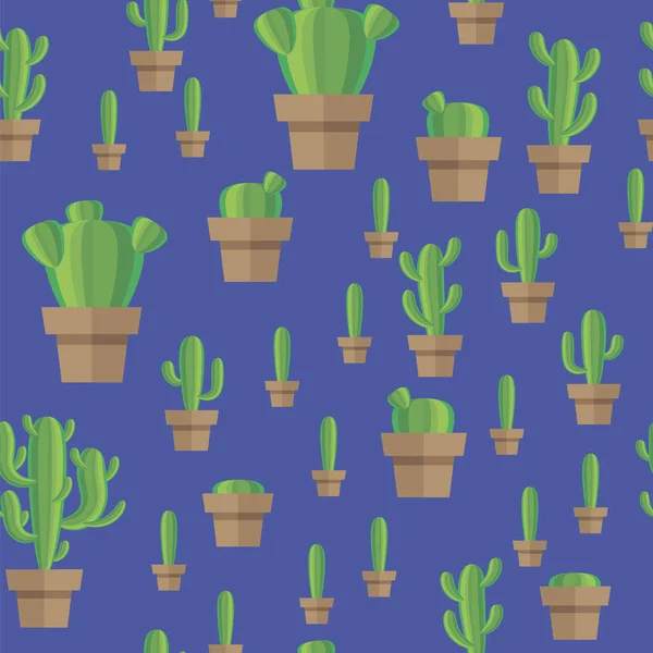 set of green cactus and leaves. Collection of exotic plants. Decorative natural elements are isolated on blue. Cactus growth. Seamless Pattern.