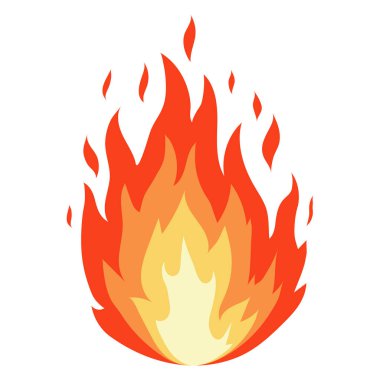 Fire Icon Isolated on White Background. Cartoon Flames. Bonfire Logo. Hot Red Sparks. Dangerously and Explosive Symbol. clipart