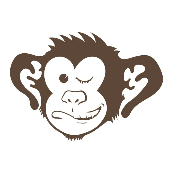 猴图标分离的白色背景 卡通人猿头 吉祥物滑稽脸 — 图库照片