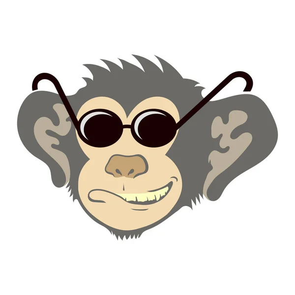 白の背景に隔離されたサングラスとモンキーアイコン 漫画の猿の頭 マスコット面白い顔 — ストック写真