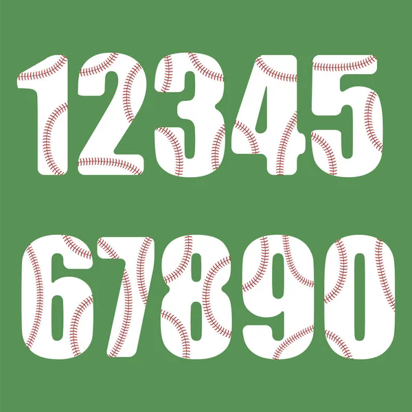 Conjunto Vectorial Números Béisbol Sobre Fondo Verde — Archivo Imágenes Vectoriales