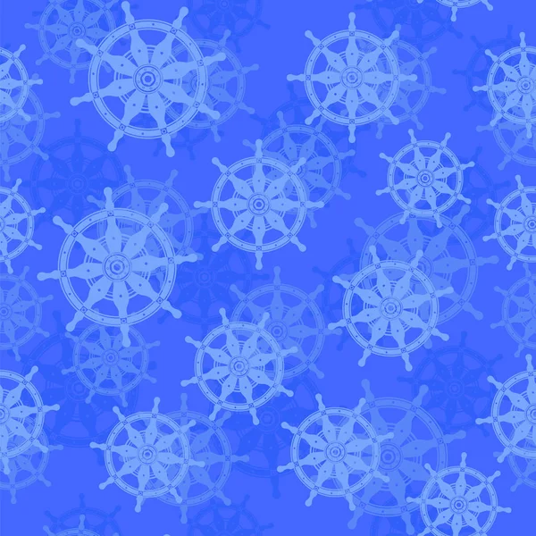 Icône Gouvernail Contrôle Vectoriel Sur Fond Bleu Concept Volant Navire — Image vectorielle