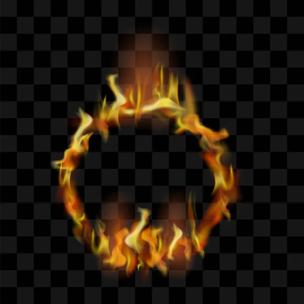 Cercle Feu Vecteur Cercle Feu Cadre Feu Rond Flamme Isolé — Image vectorielle
