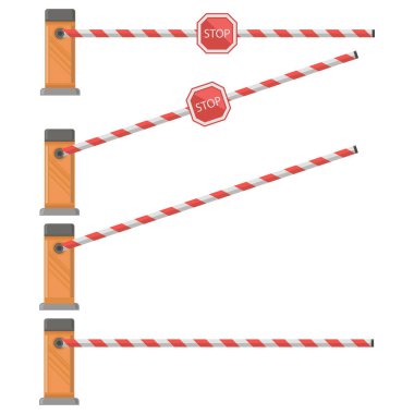Vector Caddesi Klasik Kapalı ve Açık Yol Bariyeri Beyaz Arkaplanda İzole Edildi.