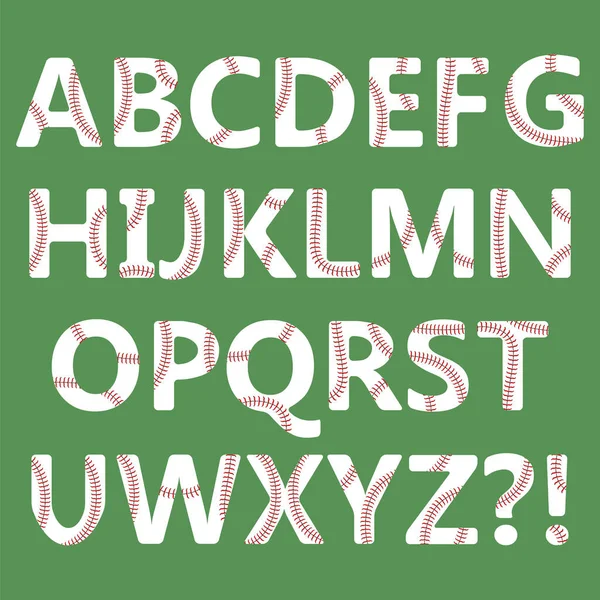 緑の背景に隔離されたベクトル野球スポーツアルファベット — ストックベクタ