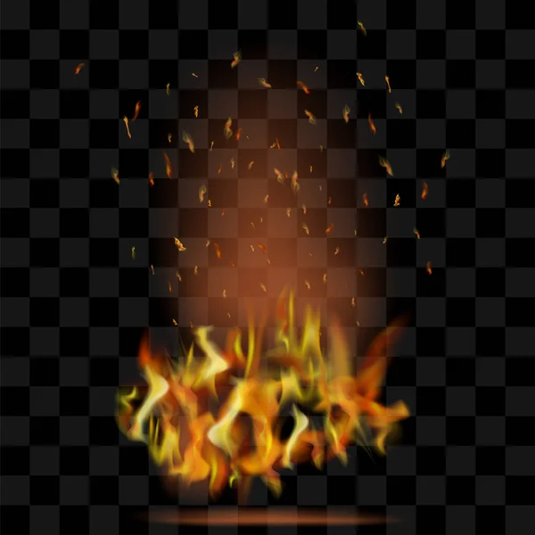 Διάνυσμα Ρεαλιστική Φωτιά Κόκκινη Φλόγα Πάνω Από Καρό Μαύρο Φόντο — Διανυσματικό Αρχείο