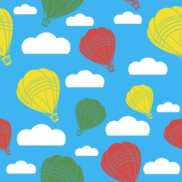 Vector Heißluftballon Symbol Auf Weißem Hintergrund Isoliert Nahtloses Muster — Stockvektor