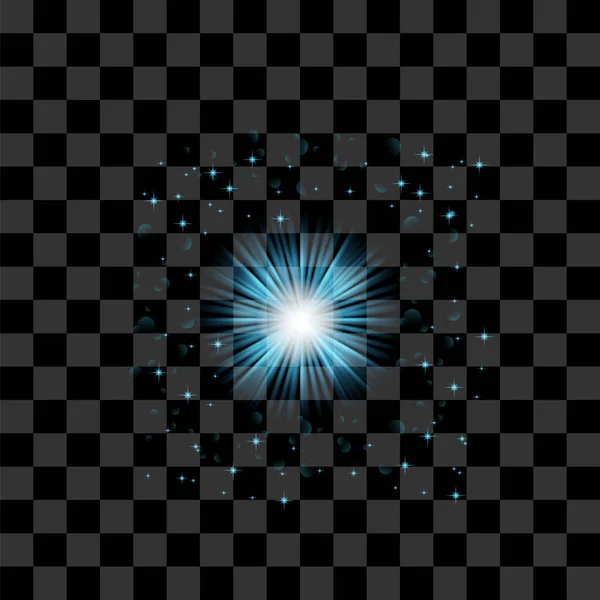 矢量蓝光效应设置在被检查的背景上 水透明流 星光闪耀 — 图库矢量图片