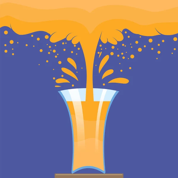 ベクトルフレッシュオレンジ青の背景にベクトルオレンジスプラッターでスライスフレーム トロピカルスイートフルーツパターン シトラスジュース — ストックベクタ