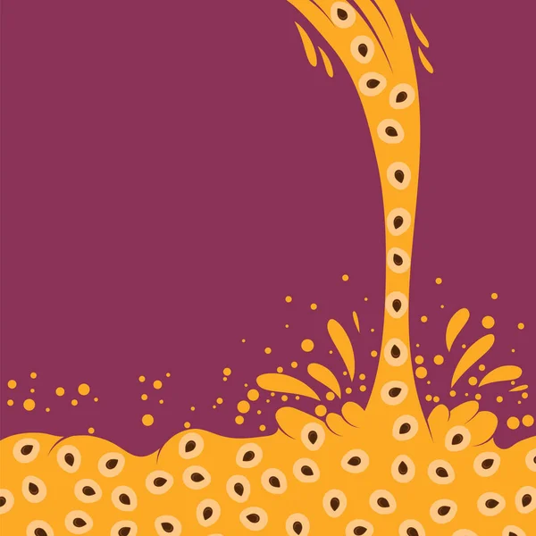 オレンジの背景に茶色の種子を持つベクトルパッションフルーツのパターン トロピカルフードテクスチャ — ストックベクタ