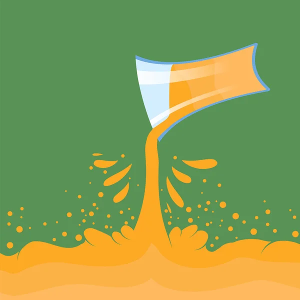 Jus Orange Frais Vectoriel Avec Éclaboussure Sur Fond Vert Modèle — Image vectorielle