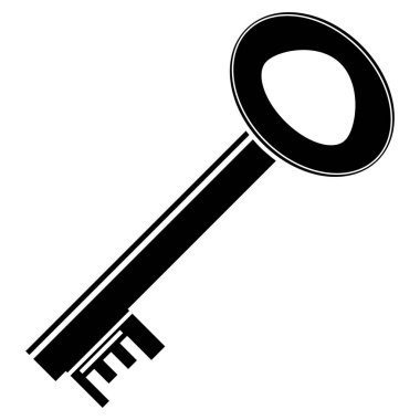 Anahtarın silueti beyaz arkaplanda izole edildi.