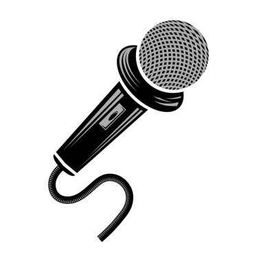 Beyaz arka plan üzerinde izole retro mikrofon simgesi.