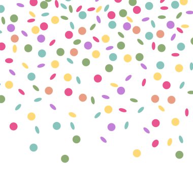 Vektör Konfeti kurdeleleri renkli bir patlama. Parti havai fişekleri. Beyaz arka planda karnaval konfetileri patladı. Renkli kağıt patlaması. İyi ki doğdun.