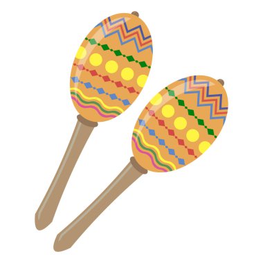 Müzikal Meksika marakaları beyaz arka planda 4D izole edilmiş. Cinco de maya sembolü.