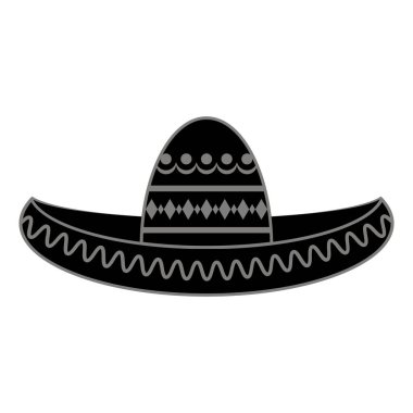Marakalı Raster Meksikalı sombrero. Beyaz arkaplanda izole edilmiş Cinco de mayonez sembolü.