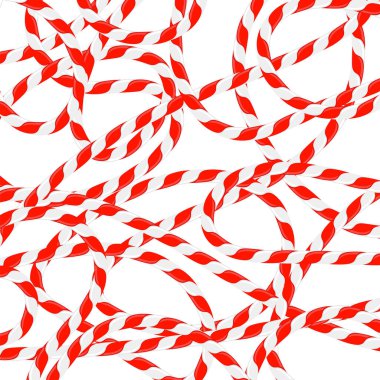 Beyaz arka planda izole edilmiş Noel şekeri çizgileri. Xmas sembolü. Geleneksel kırmızı ve beyaz çizgili Xmas şekeri. Çizgili desenli Noel Baba karamel bastonu.