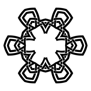 Vektör yuvarlak süs. Dövme veya logo için dekoratif klasik etnik model. Kelt düğümleri çerçevesi. İskandinav geleneksel süsü.