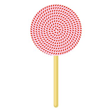 Raster Noel şekeri ikonu. Lolipop şekerli karamel. Beyaz arkaplanda karikatür tatlısı.