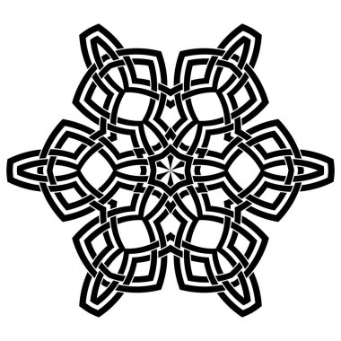 Vektör yuvarlak süs. Dövme veya logo için dekoratif klasik etnik model. Kelt düğümleri çerçevesi. İskandinav geleneksel süsü.