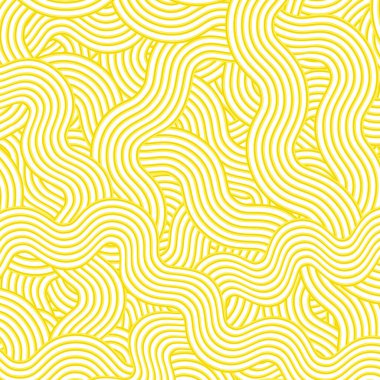 Vektör Japon ramen çorbası. Kırmızı tabakta Asya yemeği. Erişte dokusu. Doğu mutfağı. Sırt çantalı makarna. Spagetti soyut geometrik desen.