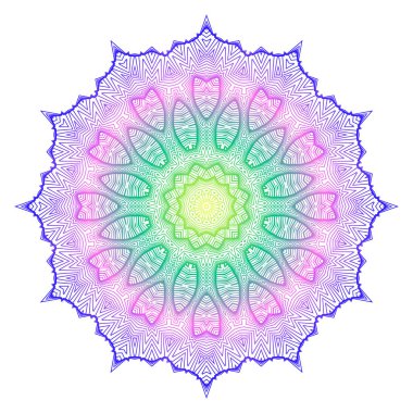 Beyaz arka planda izole edilmiş dövme tasarımı için vektör renkli mandala tasarımı, rahatlatıcı ve kolay mandala sanatı.