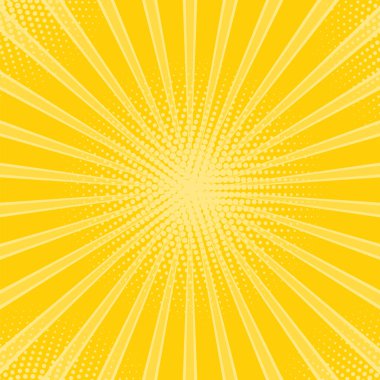 Sarı soyut ışın arkaplanı. Güneş doğuyor. Yarım tonlu sarı yıldız patlaması. Güneş altından gökyüzü ışını dokusu. Parlak yıldız patlaması.