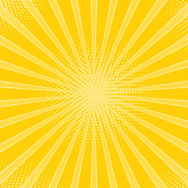 Vektör sarı soyut ışın arkaplanı. Güneş doğuyor. Yarım tonlu sarı yıldız patlaması. Güneş altından gökyüzü ışını dokusu. Parlak yıldız patlaması.