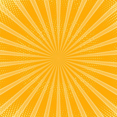 Sarı soyut ışın arkaplanı. Güneş doğuyor. Yarım tonlu sarı yıldız patlaması. Güneş altından gökyüzü ışını dokusu. Parlak yıldız patlaması.