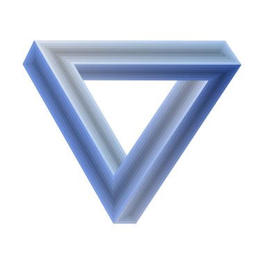 Beyaz arkaplanda izole edilmiş tek mavi imkansız üçgen simgesi.