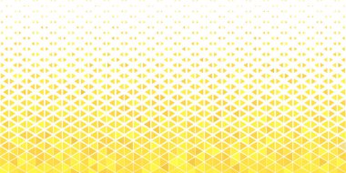 Yarım ton üçgenler soyut arkaplan. Sarı geometrik desen. Hippi moda baskısı. Beyaz arka planda geometrik şekil tasarımı. Sağlık, bilim ve tıp geçmişi.