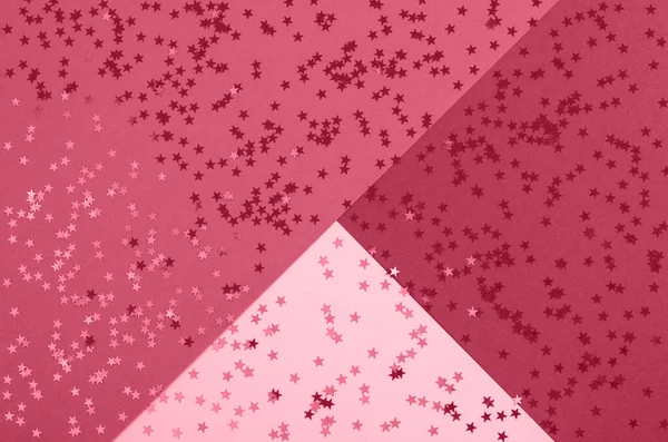 Beautiful Festive Abstract Magenta Background Metallic Star Shaped Confetti Color — Stock Photo, Image