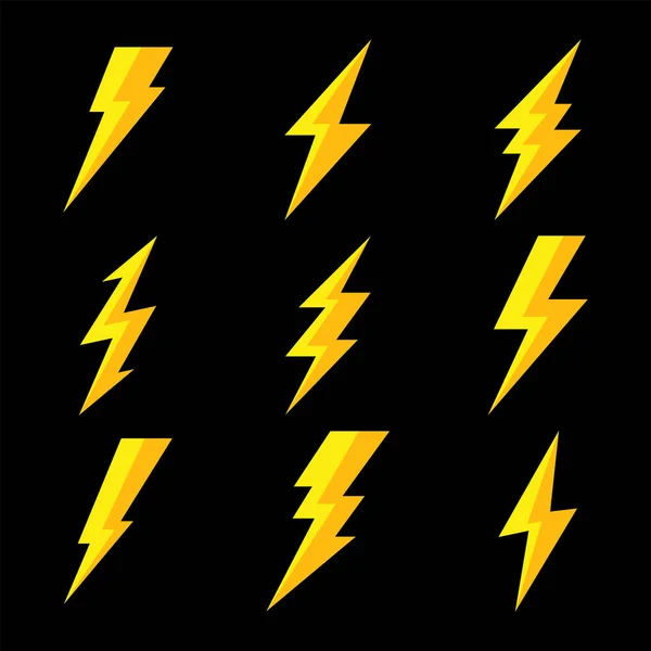 Thunder Bolt Lighting Flash Iconos Establecer Ilustración Vectorial — Archivo Imágenes Vectoriales
