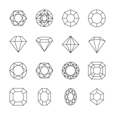 Jewel ve Gem Icons ayarlandı. Elmas biçimi